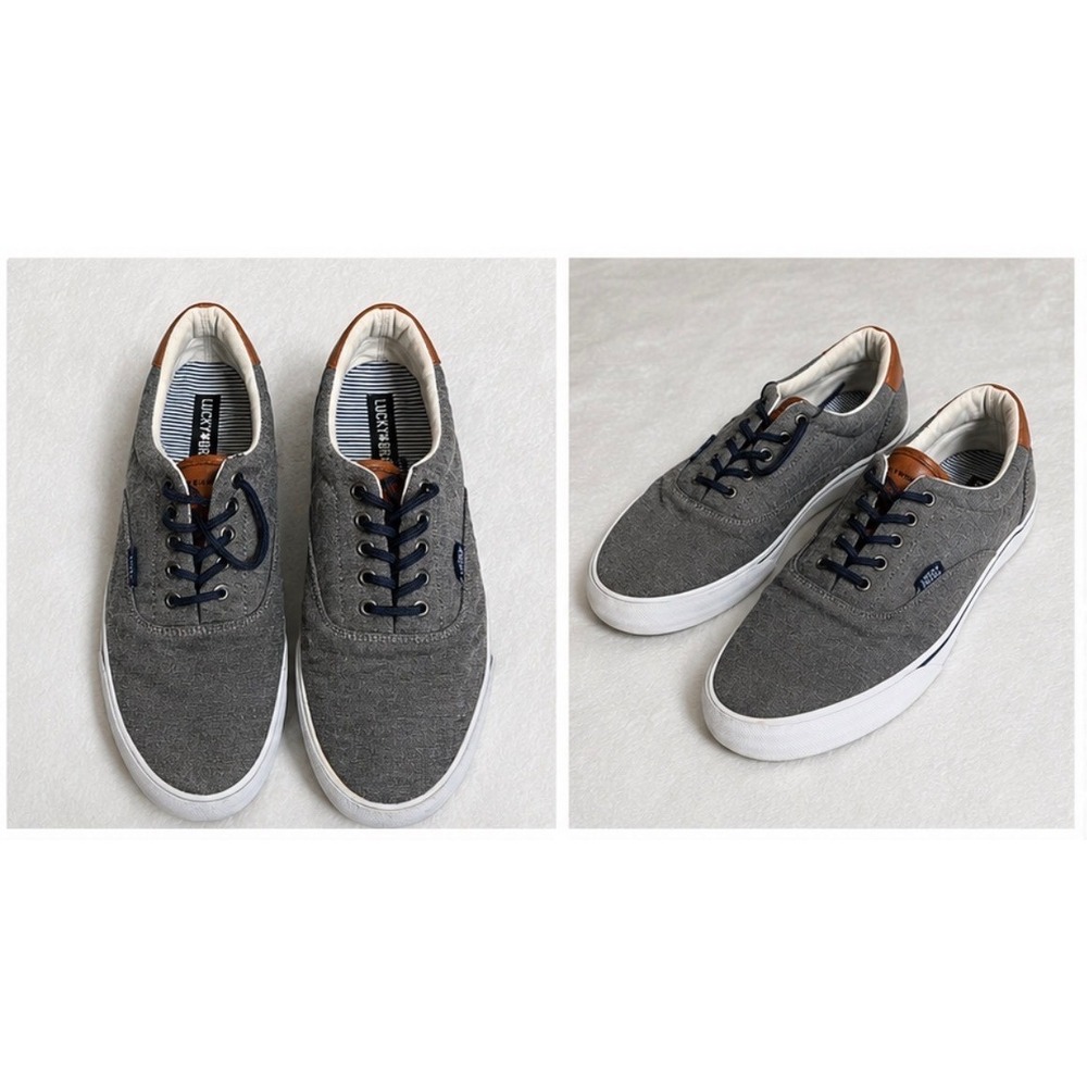 LUCKY BRAND MEN'S CANVAS SNEAKERS GRAY / NAVY / BROWN